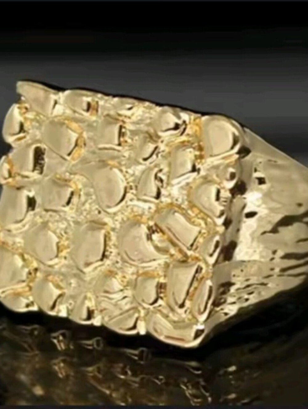 Men's Size 8 Uneven Bumpy Luxury Gold Color Square Ring